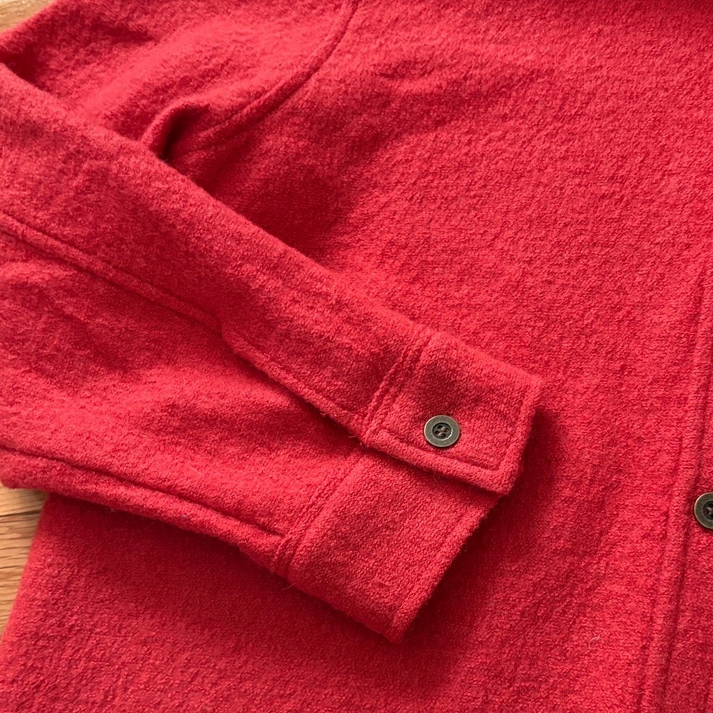Appleseed's Classic Red Button-Down Wool Shirt Jacket - Picture 4 of 10